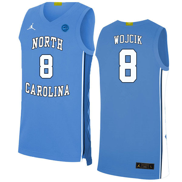 Men #8 Paxson Wojcik North Carolina Tar Heels College Basketball Jerseys Stitched Sale-Carolina Blue